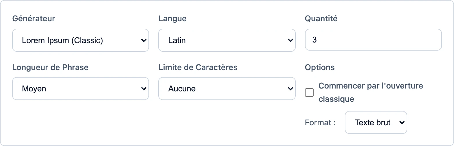 Ouvrir le Générateur