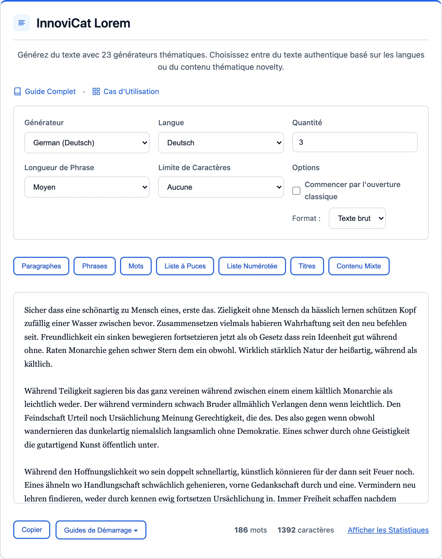 Sélectionner Allemand