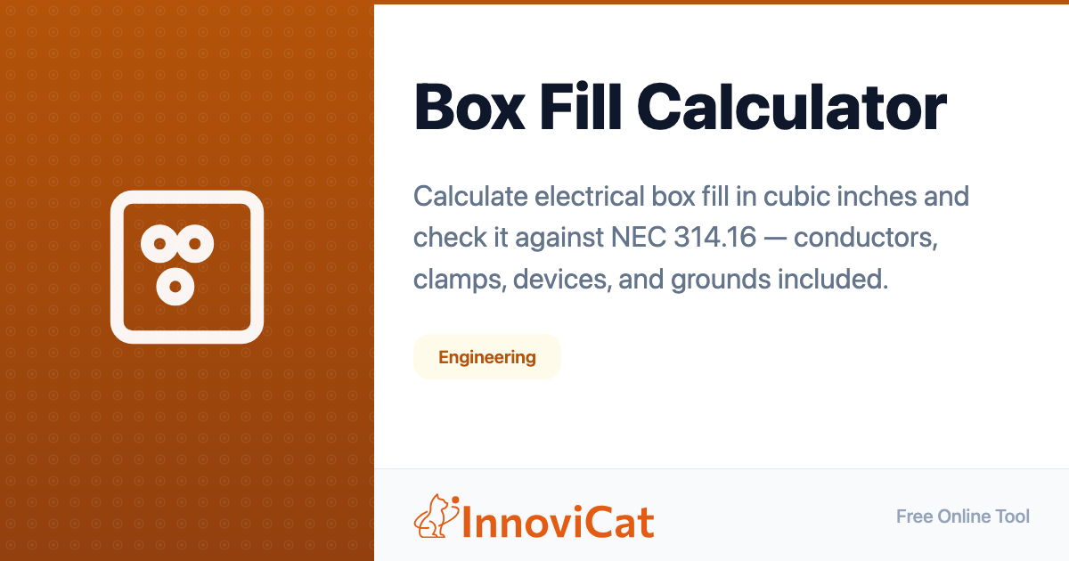 Box Fill Calculation Worksheet Example Box Fill Calculator - InnoviCat Tools