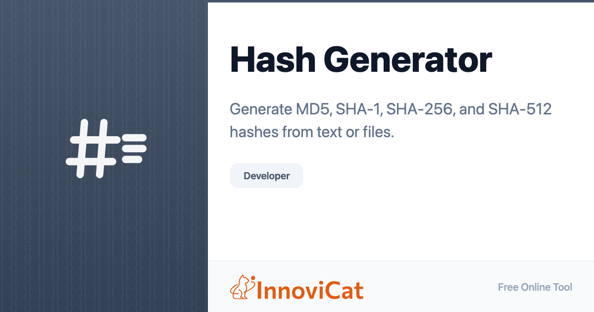 Hash Generator - InnoviCat Tools